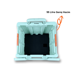 4 Tekerlekli, 55 Litre Yeşil Katlanır Alışveriş Arabası - Pazar Arabası - Hareketli Tutacaklı-YEŞİL