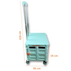 4 Tekerlekli, 55 Litre Yeşil Katlanır Alışveriş Arabası - Pazar Arabası - Hareketli Tutacaklı-YEŞİL