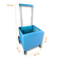 Ultra Geniş, 8 Tekerlekli, 85 Lt Mavi Katlanır Alışveriş Arabası - Pazar Arabası - Merdiven Çıkan