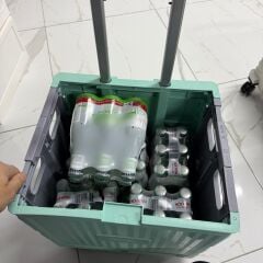 4 Tekerlekli, Yeşil, 32L Standart Boy, Sabit Tutacaklı Alışveriş Arabası - Pazar Arabası