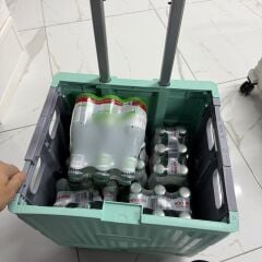 4 Tekerlekli, Yeşil, 32L Standart Boy, Sabit Tutacaklı Alışveriş Arabası - Pazar Arabası