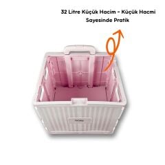 4 Tekerlekli, Pembe, 32L Standart Boy, Sabit Tutacaklı Alışveriş Arabası - Pazar Arabası