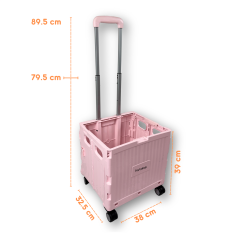 4 Tekerlekli, Pembe, 32L Standart Boy, Sabit Tutacaklı Alışveriş Arabası - Pazar Arabası