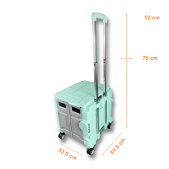 4 Tekerlekli Yeşil, 38L Orta Boy, Hareketli Alüminyum Tutacaklı Alışveriş Arabası - Pazar Arabası