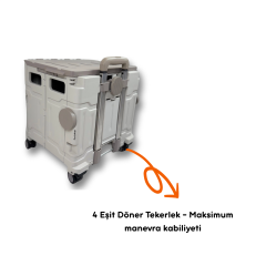 4 Tekerlekli Gri, 38L Orta Boy, Hareketli Alüminuyum Tutacaklı Alışveriş Arabası