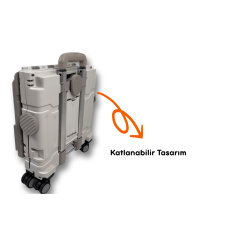 4 Tekerlekli Gri, 38L Orta Boy, Hareketli Alüminuyum Tutacaklı Alışveriş Arabası - Pazar Arabası