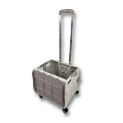 4 Tekerlekli Gri, 38L Orta Boy, Hareketli Alüminuyum Tutacaklı Alışveriş Arabası - Pazar Arabası