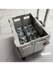 4 Tekerlekli Gri, 38L Orta Boy, Hareketli Alüminuyum Tutacaklı Alışveriş Arabası - Pazar Arabası