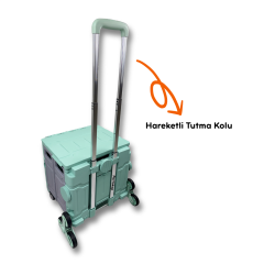 8 Tekerlekli Yeşil, 38L Orta Boy Hareketli Alüminyum Tutacaklı Alışveriş Arabası