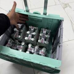 8 Tekerlekli Yeşil, 38L Orta Boy Hareketli Alüminyum Tutacaklı Alışveriş Arabası - Pazar Arabası