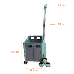 8 Tekerlekli Yeşil, 38L Orta Boy Hareketli Alüminyum Tutacaklı Alışveriş Arabası - Pazar Arabası