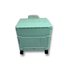 8 Tekerlekli Yeşil, 38L Orta Boy Hareketli Alüminyum Tutacaklı Alışveriş Arabası - Pazar Arabası