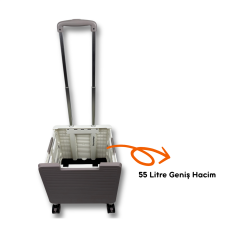 Piknik Masalı, 8 Tekerlekli, 55 Litre Beyaz ve Kahverengi Katlanır Alışveriş Arabası