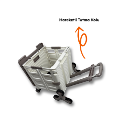 Piknik Masalı, 8 Tekerlekli, 55 Litre Beyaz ve Kahverengi Katlanır Alışveriş Arabası