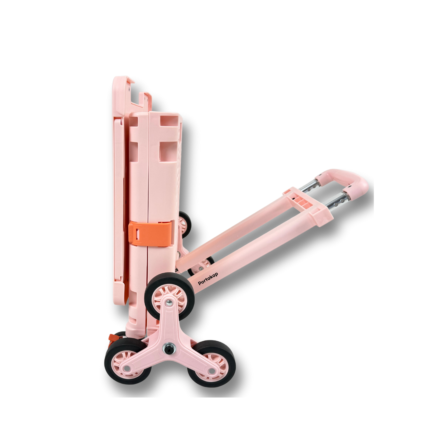 Piknik Masalı, 8 Tekerlekli, 55 Litre Pembe Katlanır Alışveriş Arabası - Pazar Arabası - Merdiven Çıkan