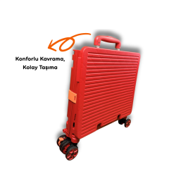 4 Tekerlekli, 55 Litre Kırmızı Katlanır Alışveriş Arabası