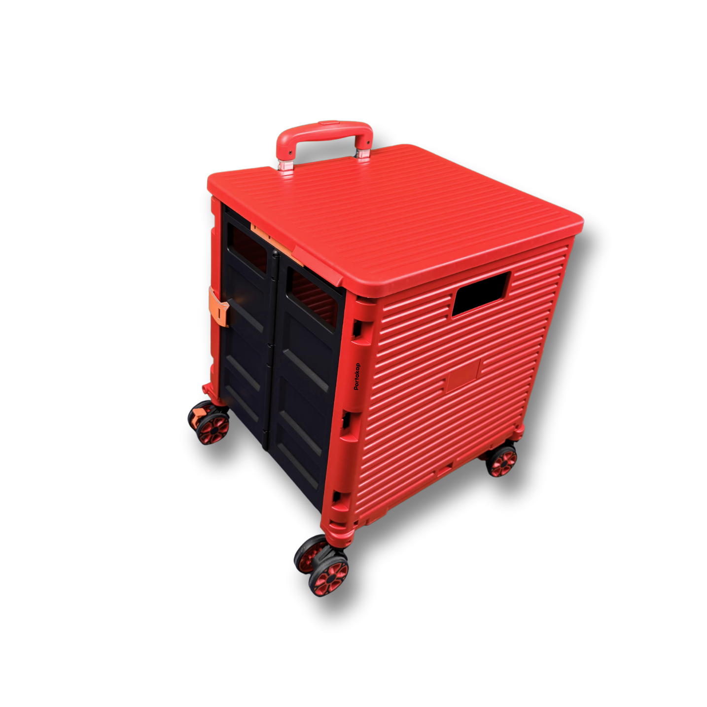 4 Tekerlekli, 55 Litre Kırmızı Katlanır Alışveriş Arabası - Pazar Arabası