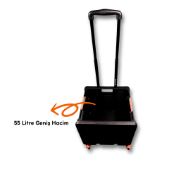 4 Tekerlekli, 55 Litre Siyah Katlanır Alışveriş Arabası - Pazar Arabası