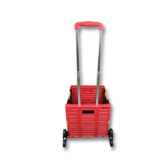 6 Tekerlekli, 55 Litre Kırmızı Katlanır Alışveriş Arabası