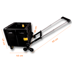 Ultra Geniş, 8 Tekerlekli, 85 Lt Siyah Katlanır Alışveriş Arabası - Pazar Arabası - Merdiven Çıkan