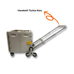 Ultra Geniş, 8 Tekerlekli, 85 Lt Beyaz Katlanır Alışveriş Arabası - Pazar Arabası - Merdiven Çıkan