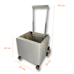 Ultra Geniş, 8 Tekerlekli, 85 Lt Beyaz Katlanır Alışveriş Arabası - Pazar Arabası - Merdiven Çıkan