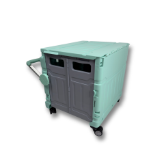 4 Tekerlekli Yeşil 56L Büyük Boy Sabit Alüminyum Tutacaklı Alışveriş Arabası