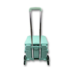 Portakap 8 Tekerlekli Yeşil 56L Büyük Boy, Yatay Çekmeli Alüminyum Tutacaklı Alışveriş Arabası - Pazar Arabası