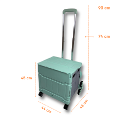 Portakap 8 Tekerlekli Yeşil 56L Büyük Boy Sabit Alüminyum Tutacaklı Alışveriş Arabası