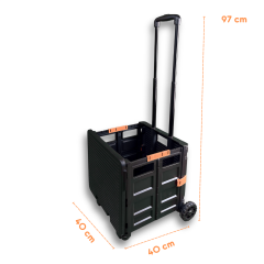 Portakap 2 Tekerlekli, 55 Litre Siyah Katlanır Alışveriş Arabası