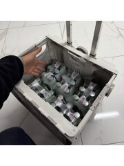 8 Tekerlekli Gri, 38L Orta Boy Hareketli Alüminyum Tutacaklı Alışveriş Arabası - Pazar Arabası