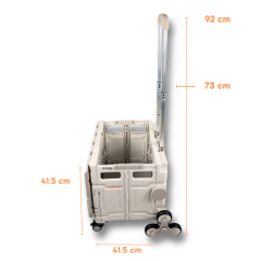 8 Tekerlekli Gri, 38L Orta Boy Hareketli Alüminyum Tutacaklı Alışveriş Arabası - Pazar Arabası