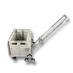 8 Tekerlekli Gri, 38L Orta Boy Hareketli Alüminyum Tutacaklı Alışveriş Arabası - Pazar Arabası