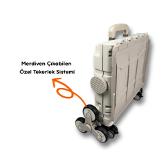 8 Tekerlekli Gri, 38L Orta Boy Hareketli Alüminyum Tutacaklı Alışveriş Arabası - Pazar Arabası