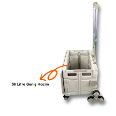 8 Tekerlekli Gri, 38L Orta Boy Hareketli Alüminyum Tutacaklı Alışveriş Arabası