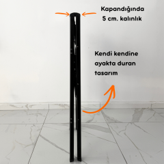 Portalife 3 Basamaklı Çelik Takviyeli Alüminyum Ev Tipi Şık Merdiven - Kalın Profil - Siyah