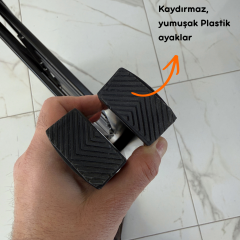 Portalife 3 Basamak Şık Alüminyum Siyah Merdiven- Alüminyum - Geniş Basamaklı Ev - Ofis Merdiveni