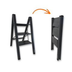 Portalife 3 Basamak Şık Alüminyum Antrasit Merdiven- Alüminyum -  Geniş Basamaklı Ev - Ofis Merdiveni