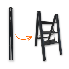 Portalife 3 Basamak Şık Çelik Takviyeli Alüminyum Ev Tipi Merdiven - Antrasit