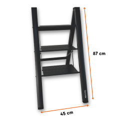 Portalife 3 Basamak Şık Çelik Takviyeli Alüminyum Ev Tipi Merdiven - Antrasit