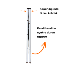 Portalife 3 Basamak Şık Alüminyum Beyaz Merdiven- Alüminyum - Geniş Basamaklı Ev - Ofis Merdiveni