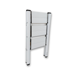 Portalife 3 Basamak Çelik Takviyeli Alüminyum Beyaz Şık Merdiven Kalın Profil, Geniş Basamak