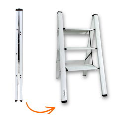 Portalife 3 Basamak Şık Alüminyum Beyaz Merdiven- Alüminyum - Geniş Basamaklı Ev - Ofis Merdiveni