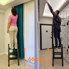 Portalife 3 Basamak Şık Alüminyum Gümüş Merdiven- Alüminyum - Geniş Basamaklı Ev - Ofis Merdiveni