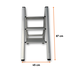 Portalife 3 Basamak Şık Alüminyum Gümüş Merdiven- Alüminyum - Geniş Basamaklı Ev - Ofis Merdiveni