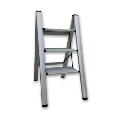 Portalife 3 Basamak Şık Alüminyum Gümüş Merdiven- Alüminyum - Geniş Basamaklı Ev - Ofis Merdiveni