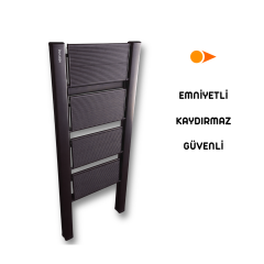 Portalife 4 Basamaklı Katlanır Çelik Destekli Alüminyum Ev Tipi Şık Merdiven - Kalın Profil