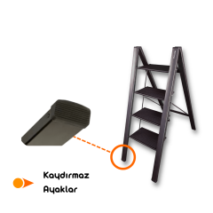 Portalife 4 Basamaklı Katlanır Çelik Destekli Alüminyum Ev Tipi Şık Merdiven - Kalın Profil