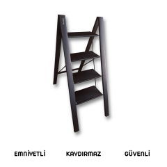 Portalife 4 Basamaklı Katlanır Çelik Destekli Alüminyum Ev Tipi Şık Merdiven - Kalın Profil