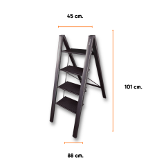Portalife 4 Basamaklı Katlanır Çelik Destekli Alüminyum Ev Tipi Şık Merdiven - Kalın Profil